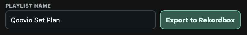 Qoovio exporting a set to Rekordbox